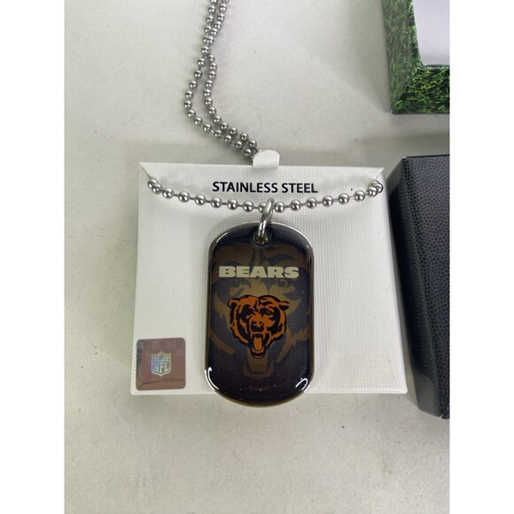 Chicago Bears Dog Tag Necklace Stainless Steel NFL Licensed with Gift Box - Picture 1 of 5